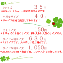 プリント料金表